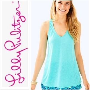 Lilly Pulitzer Luxletic Racerback Tank Top in Aqua Blue Size XS/S